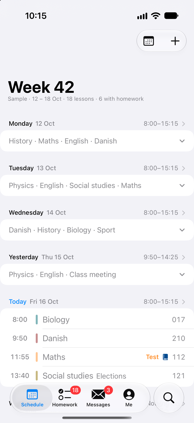 Week: every day of the week on one page